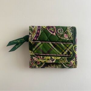 Vera Bradley Green Floral & Paisley Print Tri-Fold Wallet